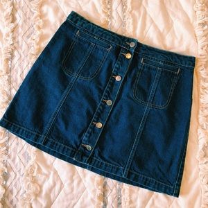 Denim button front skirt